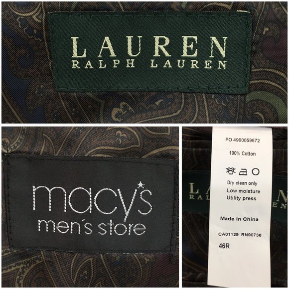 Ralph Lauren Mens‎ Blazer Sport Coat Two Button Corduroy Jacket Size 46R Casual - Picture 8 of 13